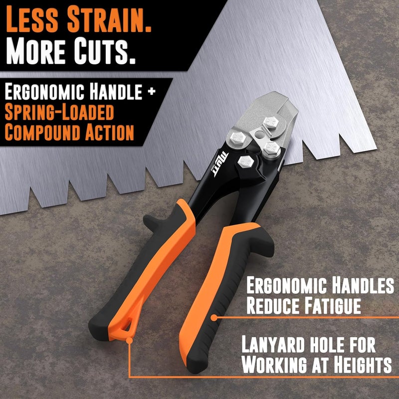 AMERICAN MUTT TOOLS أداة موت 30° لقص المعادن لأعمال التكييف - قاطع V احترافي بتصميم مزود بنابض - قاطع زوايا ثقيل للأنابيب - أداة فولاذية دقيقة مع قفل أمان - Image 4